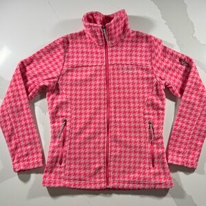 Columbia Limited Edition Benton Springs Pink Houndstooth Fleece Full Zip Jacket
